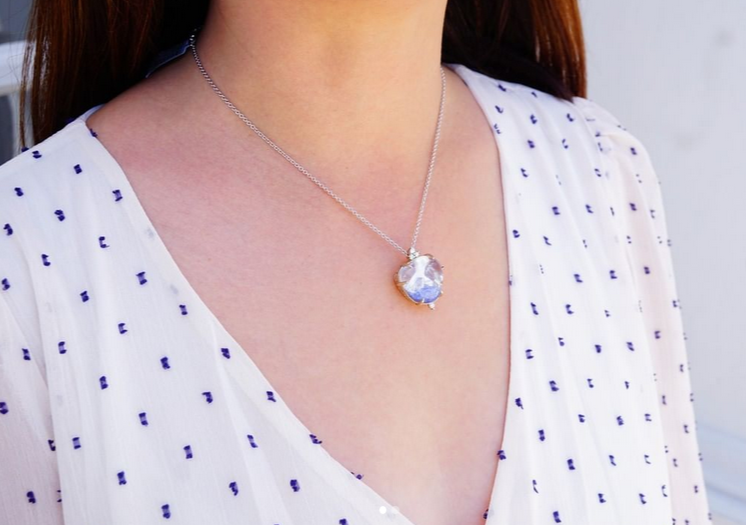 Dumortierite and Diamond Necklace
