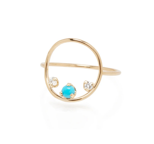 Turquoise and Diamond Circle Ring
