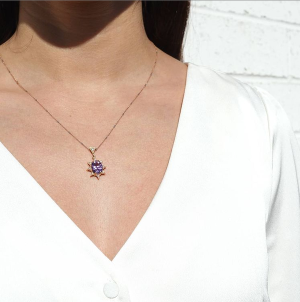 Diamond Starburst Amethyst Necklace - available on special order