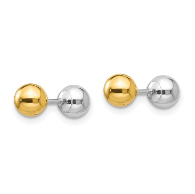 Reversible Two-tone Gold Ball Stud Earrings - available on special order