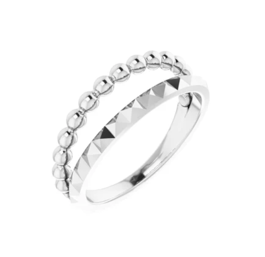 Silver Bead and Geometric Negative Space Ring - available on special order