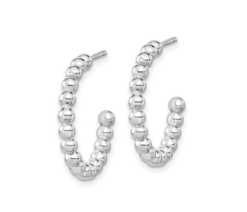 Silver Polished Beaded Hoop Earrings (small) - available on special order