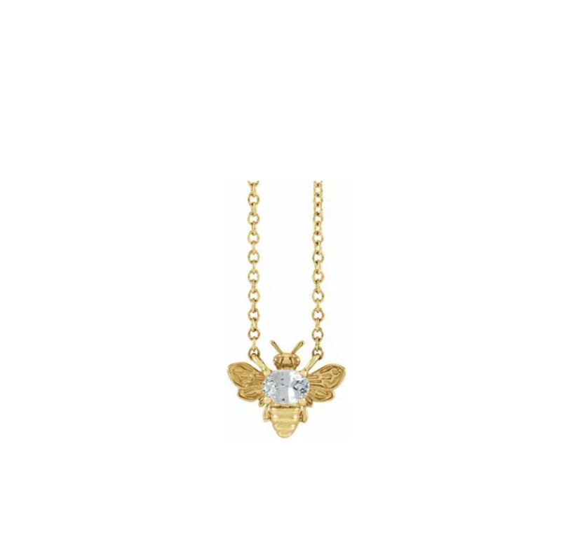 Gold and Sapphire Bee Necklace