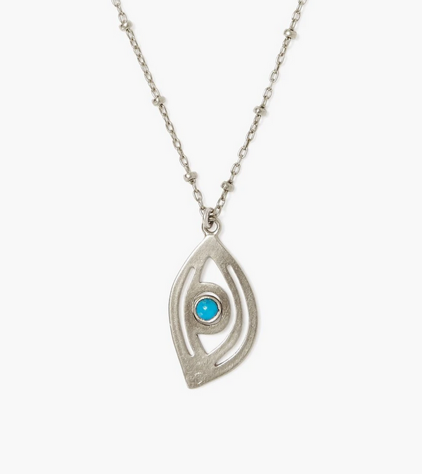 Grand Silver Evil Eye With Turquoise Necklace – Generales