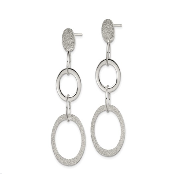 Silver Circle and Oval Dangle Post Earrings - available on special order