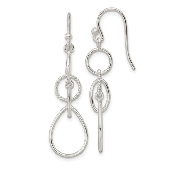 Silver Circles and Teardrop Dangle Earrings - available on special order