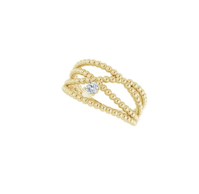 Diamond Beaded Criss Cross Ring - available on special order