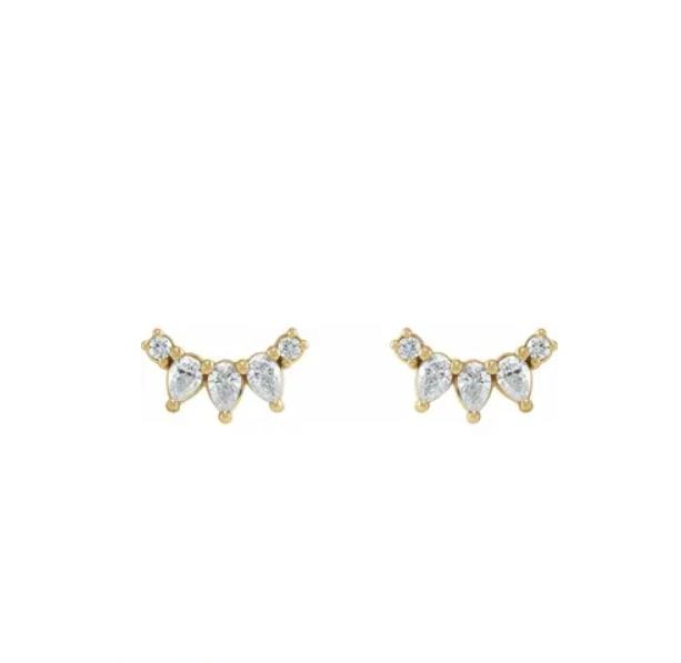 Diamond Accent Curved Bar Earrings - made to order