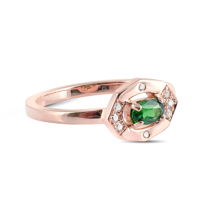 Dainty Tsavorite & Diamond Vertical Ring - available on special order