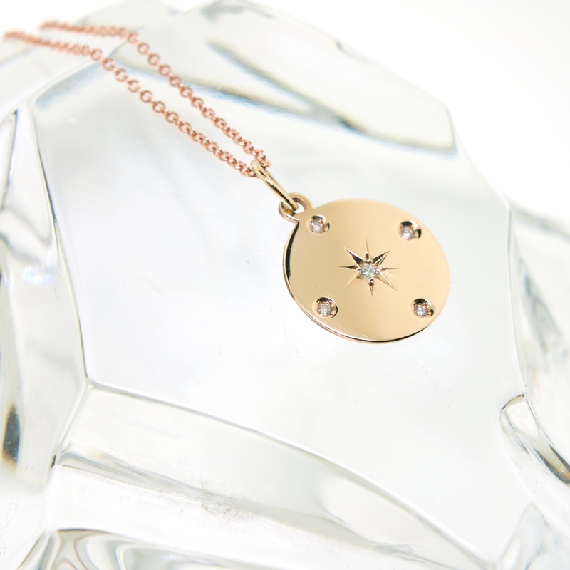 Yellow Gold Star Disc Necklace - available on special order