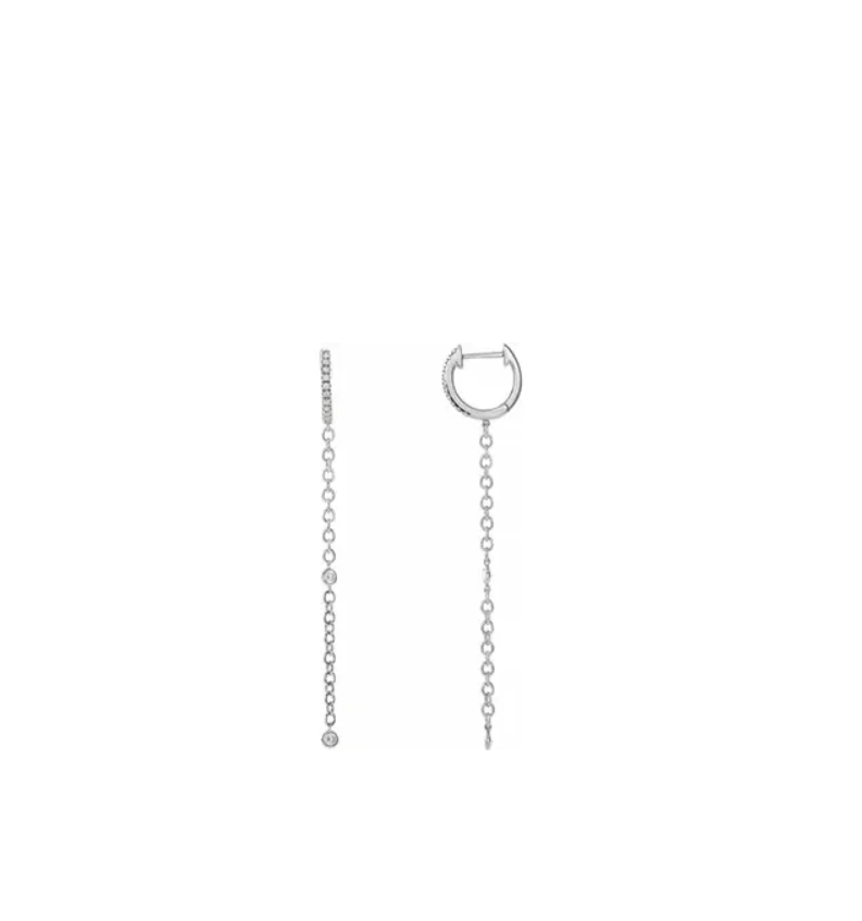 Diamond Hinged Hoop Chain Drop Earrings