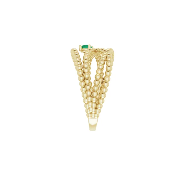 Emerald Beaded Criss Cross Ring - available on special order