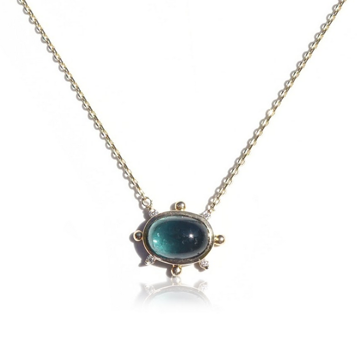 The "Emma" Blue Tourmaline and Diamond Necklace - made to order