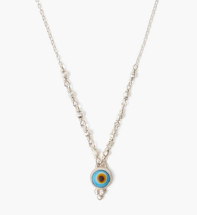 Turquoise Micro Evil Eye Silver Necklace