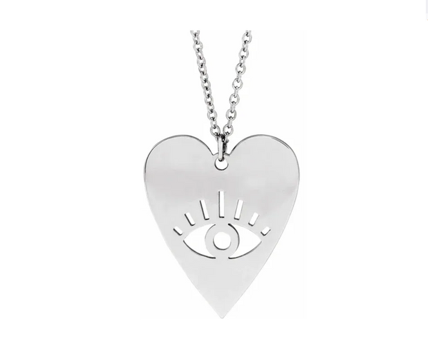Sterling Silver Evil Eye Heart Necklace