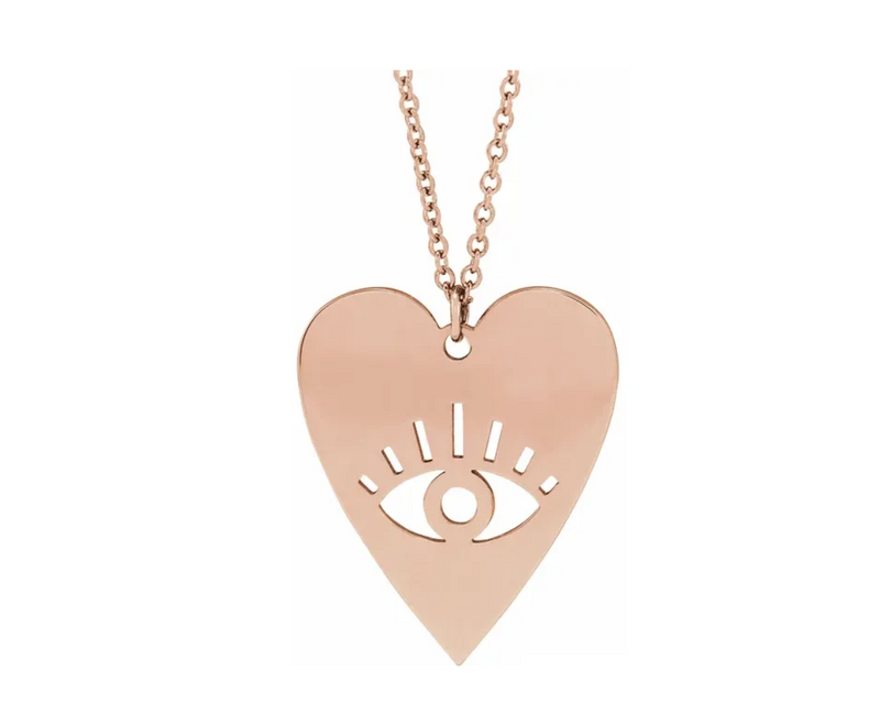Gold Evil Eye Heart Necklace - available on special order