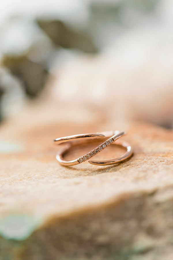 Rose Gold Split Shank Pave Diamond Wrap Ring - available on special order