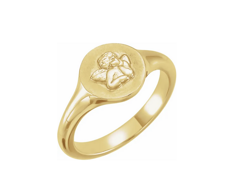Sterling Silver Cherub Angel Pinky Ring - available on special order