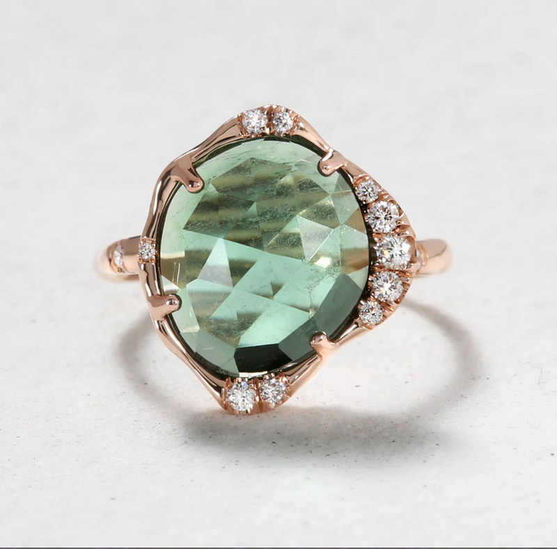 Green Tourmaline and Diamond Accent Stardust Ring