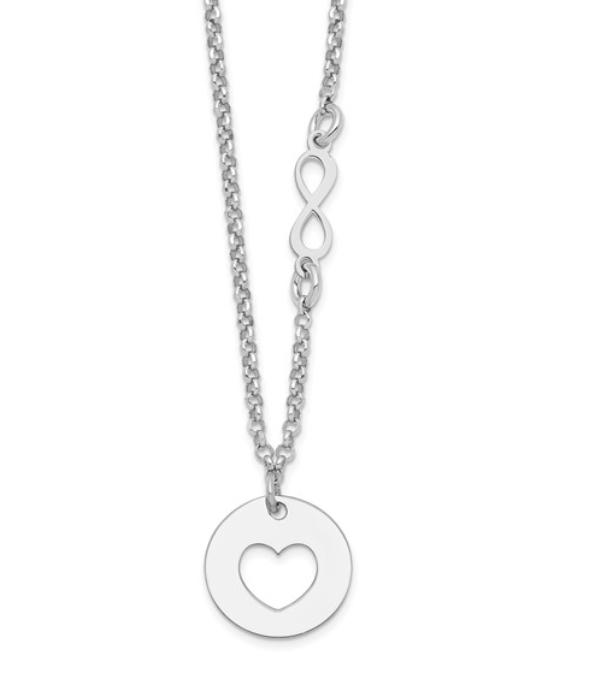 Silver Heart and Infinity Necklace