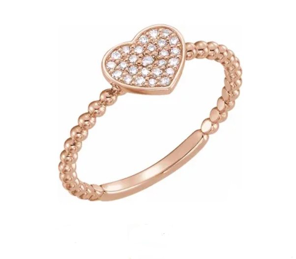Diamond Heart Bead Ring - available on special order