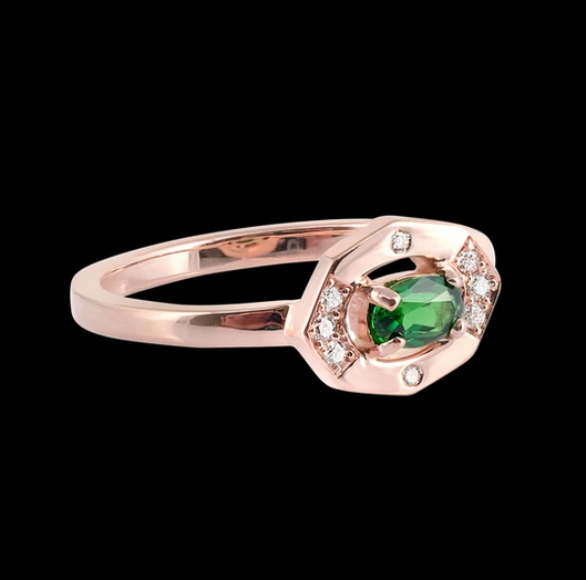 Dainty Tsavorite & Diamond Vertical Ring - available on special order