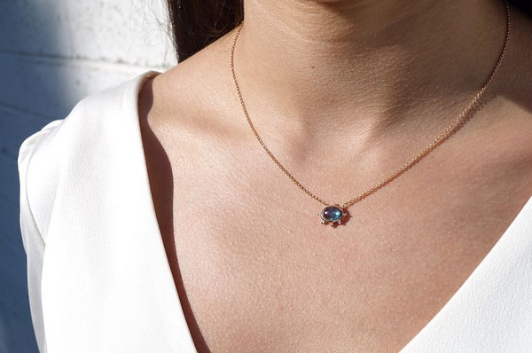 The "Kristen" Blue Tourmaline and Diamond Necklace - made to order