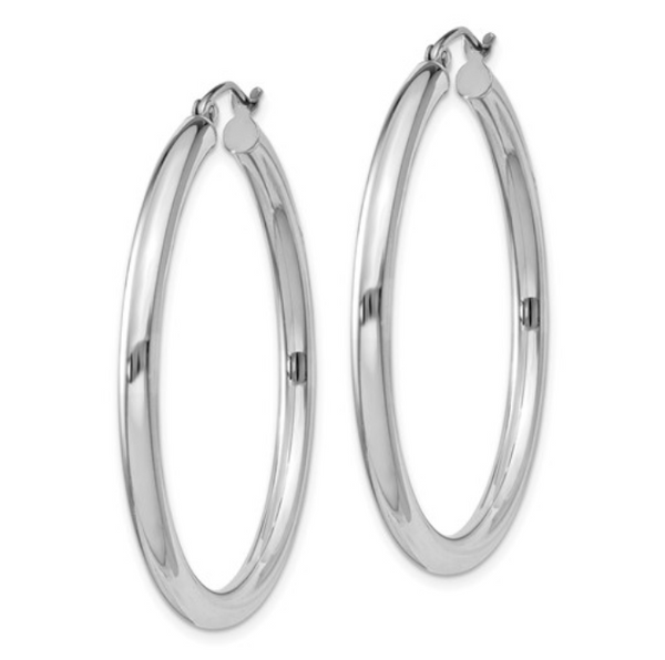 Silver Polished Hollow 40mm Hoop Earrings - available on special order