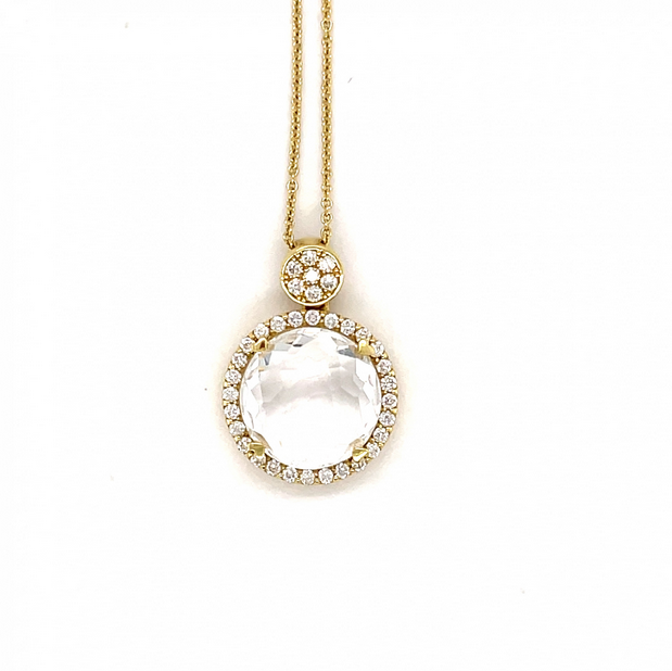 Clear Quartz and Diamond Pendant Necklace