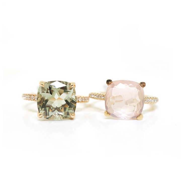 Prasiolite Diamond Ring - available on special order