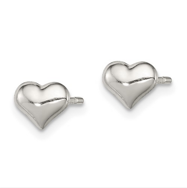 Mini Silver Heart Stud Earrings