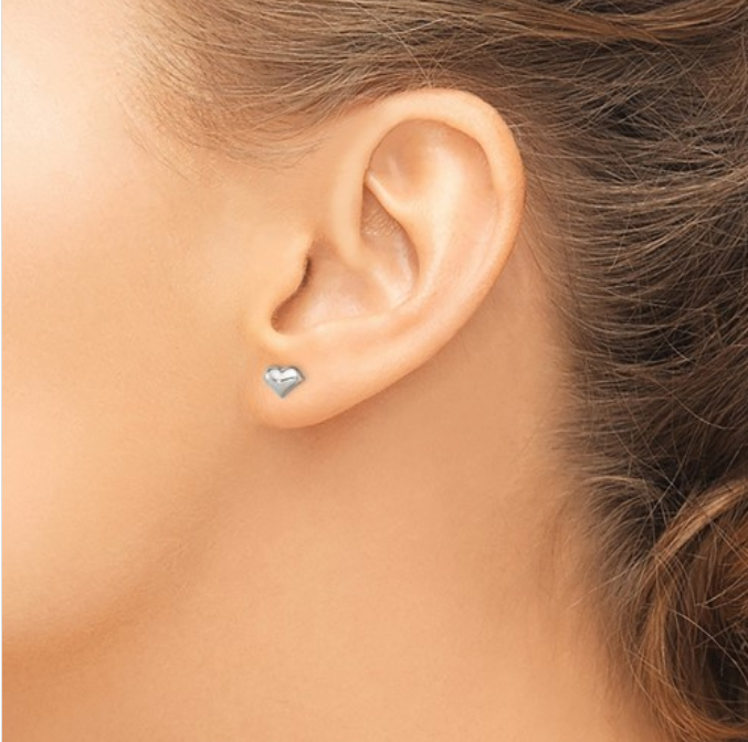 Mini Silver Heart Stud Earrings
