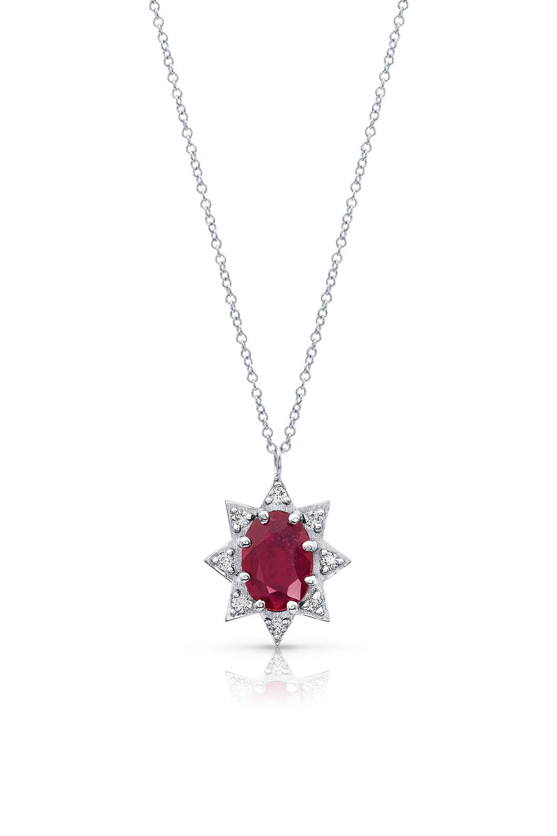 Mini Diamond Starburst Ruby Necklace