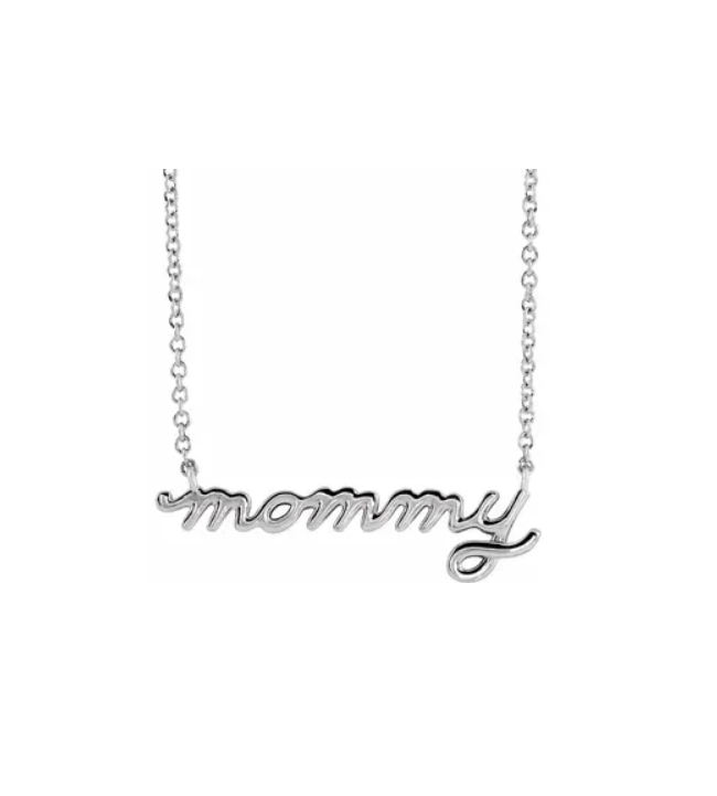 Petite "mommy" Script Necklace - available on special order