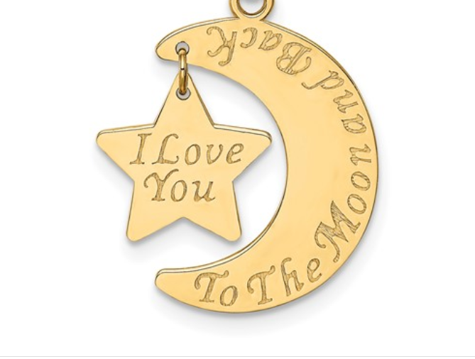 "I love you to the moon and back" Moon and Star Pendant Necklace - available on special order