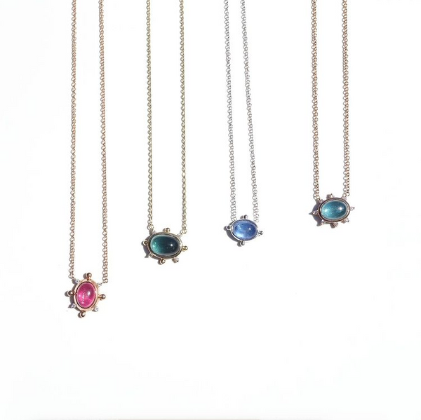 The "Emma" Blue Tourmaline and Diamond Necklace - made to order