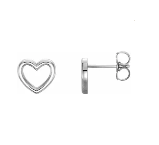 Mini Silver Open Heart Stud Earrings