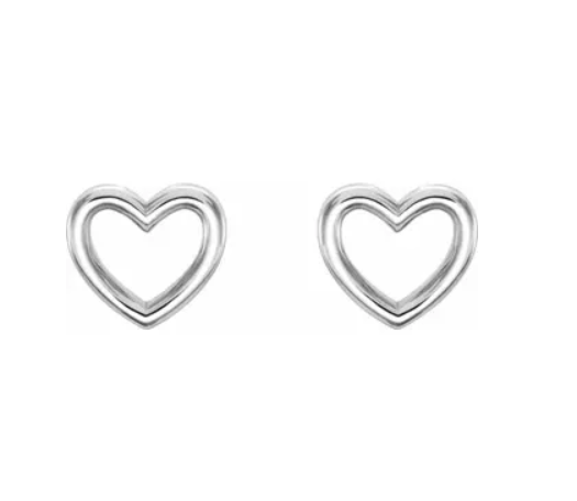 Mini Silver Open Heart Stud Earrings