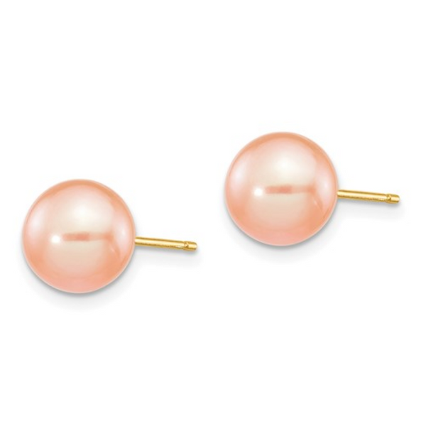 Pink Freshwater 8mm Pearl Stud Earrings