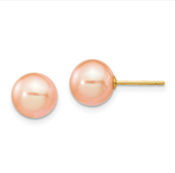 Pink Freshwater 8mm Pearl Stud Earrings