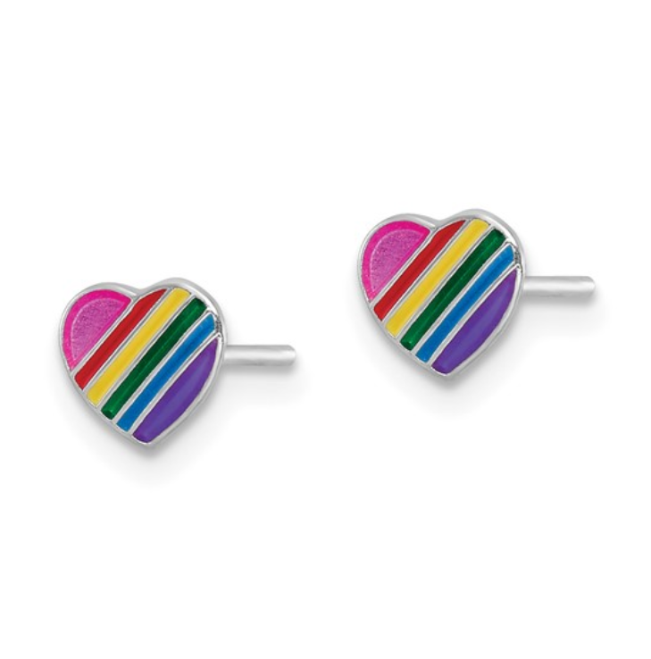 Mini Rainbow Heart Stud Earrings
