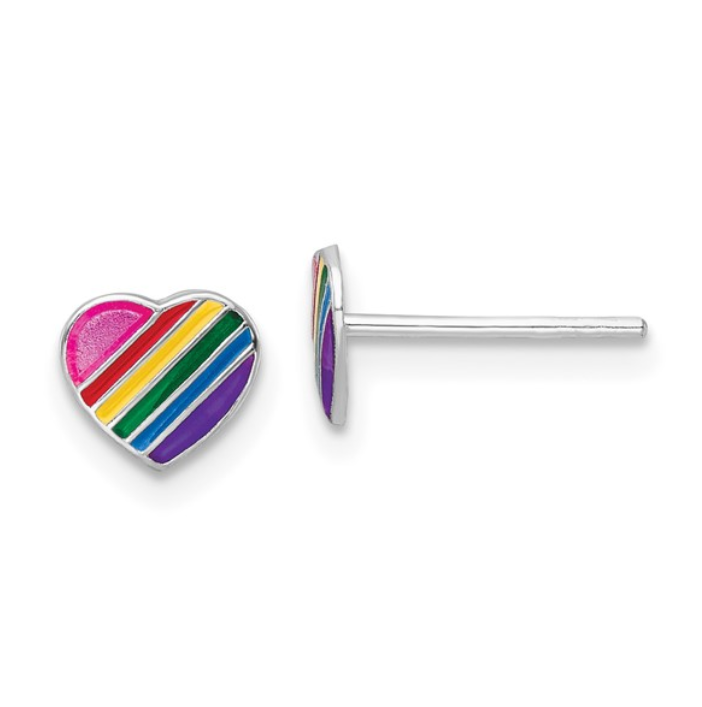 Mini Rainbow Heart Stud Earrings