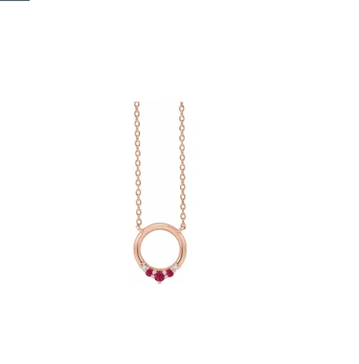Sterling Silver Ruby and Diamond Circle Necklace - made to order