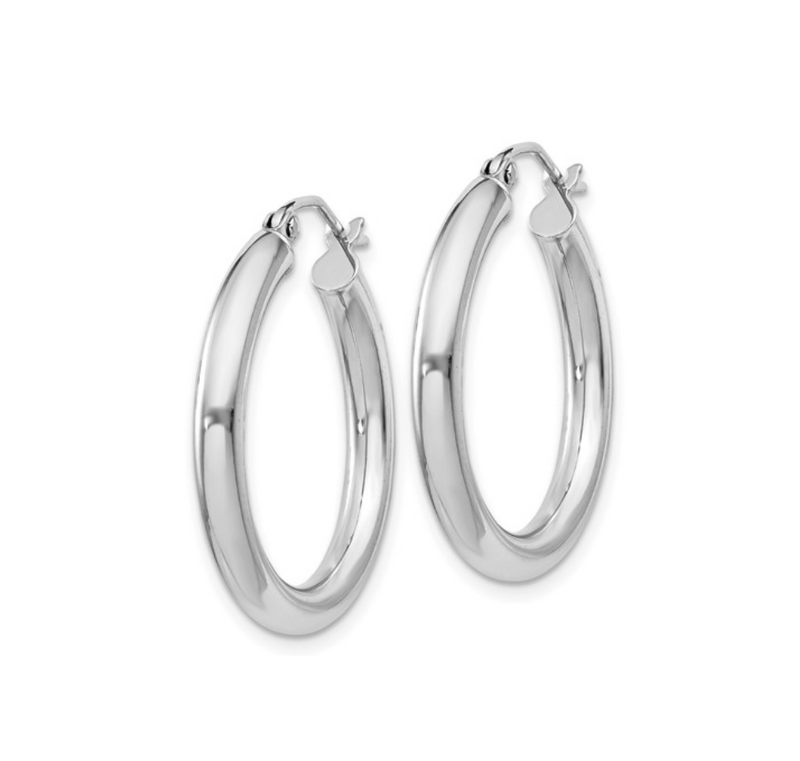 Silver Polished Hollow 25mm Hoop Earrings - available on special order