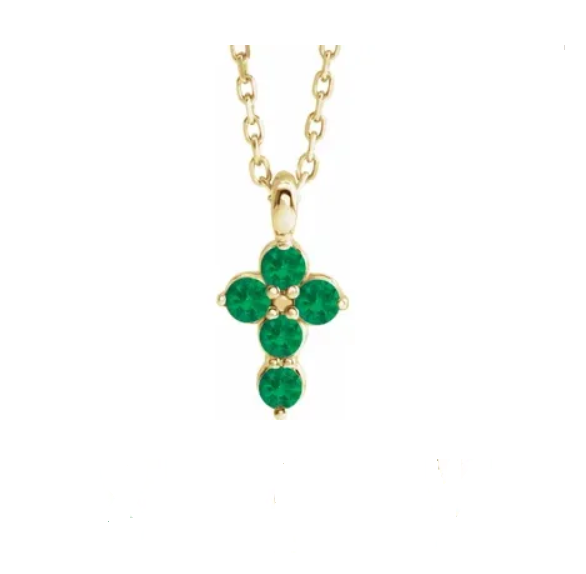Emerald Mini Cross Necklace - available on special order