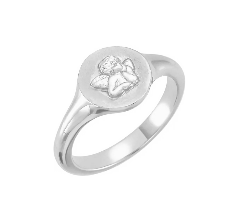 Sterling Silver Cherub Angel Pinky Ring - available on special order