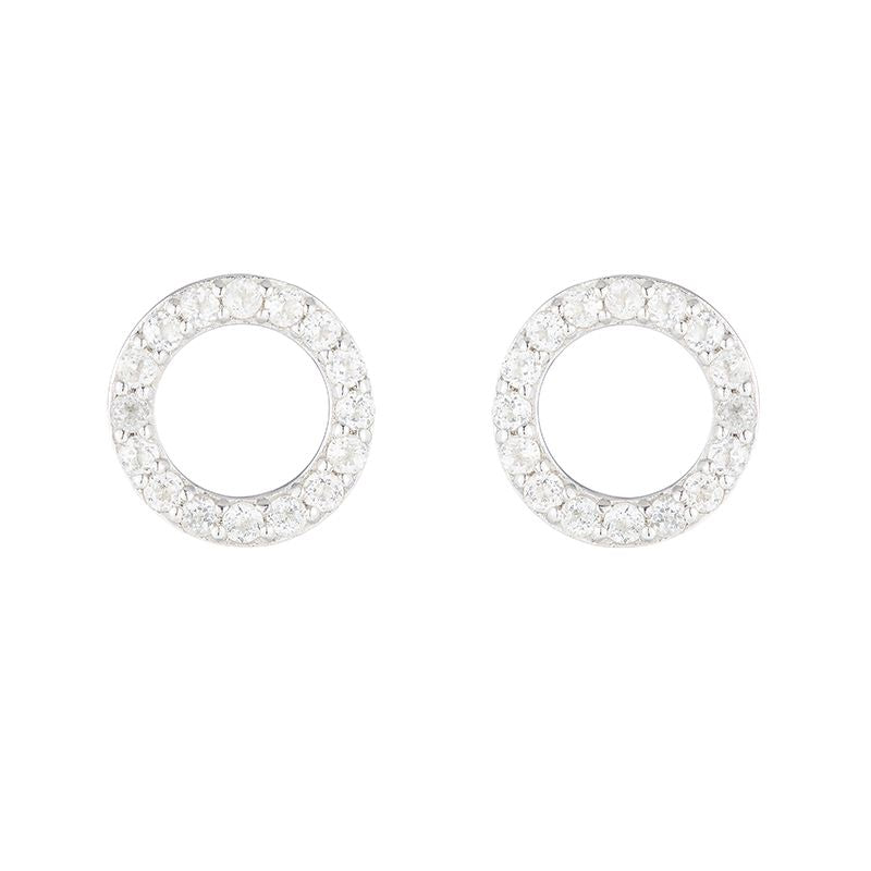 Sterling Silver White Topaz Circle Earrings