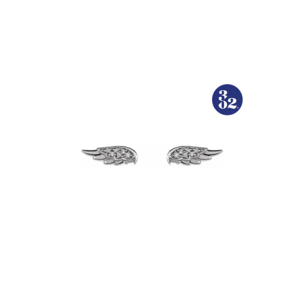 Diamond Angel Wing Stud Earrings