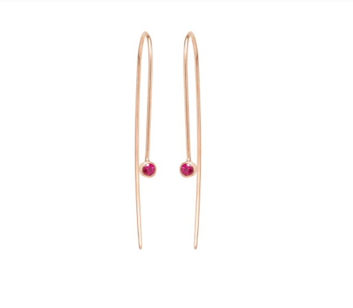Bezel Ruby Wire Earrings