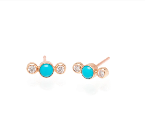 Turquoise and Diamond Stud Earrings